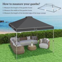 OUTSUNNY Gazebo Roof Replacement UV50+ Waterproof 3x3(m) Dark Grey - Size: 3m x 3m - thumbnail 3