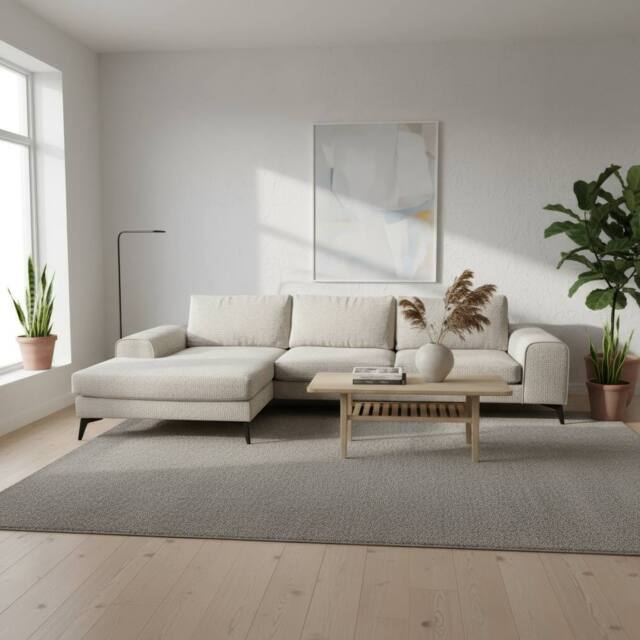 Abakus Direct Venice Chenille Corner Left Sofa with Extra-wide Padded Arms in White - image 1
