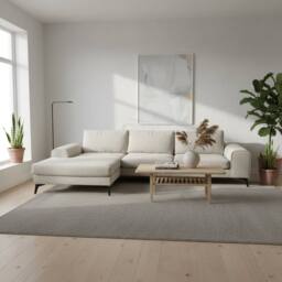 Abakus Direct Venice Chenille Corner Left Sofa with Extra-wide Padded Arms in White - thumbnail 1