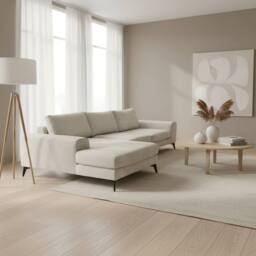 Abakus Direct Venice Chenille Corner Left Sofa with Extra-wide Padded Arms in White - thumbnail 3