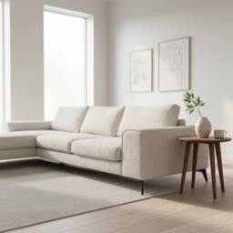 Abakus Direct Venice Chenille Corner Left Sofa with Extra-wide Padded Arms in White - thumbnail 8