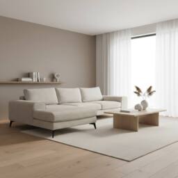 Abakus Direct Venice Chenille Corner Left Sofa with Extra-wide Padded Arms in White - thumbnail 4
