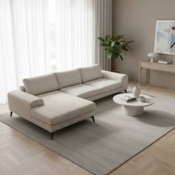 Abakus Direct Venice Chenille Corner Left Sofa with Extra-wide Padded Arms in White - thumbnail 5