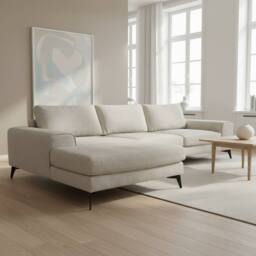 Abakus Direct Venice Chenille Corner Left Sofa with Extra-wide Padded Arms in White - thumbnail 7