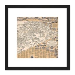 Artery8 1960 Ernest Dudley Chase Map Wellesley Massachusetts 8X8 Inch Square Wooden Framed Wall Art Print Picture with Mount in Black - thumbnail 1