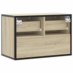Berkfield Home TV Cabinet Sonoma Oak 60x31x39.5 cm Engineered Wood & Metal in Light Tan - thumbnail 6