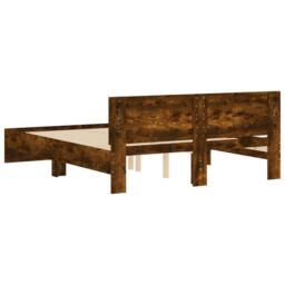 Berkfield Home Durable Bed Frame without Mattress Smoked Oak 140x200 cm in Brown - thumbnail 7