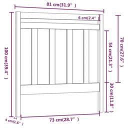Berkfield Home Beautiful Bed Headboard Grey 81x4x100 cm Solid Wood Pine - Size: 81 x 4 x 100 cm - thumbnail 6