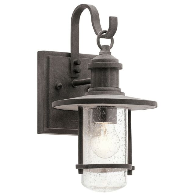 Loops Outdoor IP44 1 Bulb Wall Light Lantern Weathered Zinc LED E27 60W