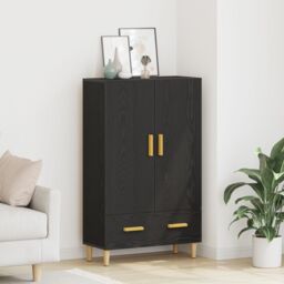 Berkfield Home Highboard in Black Oak, 70x31x115 cm, Made from Engineered Wood - Size: 70 x 31 x 115 cm - thumbnail 1