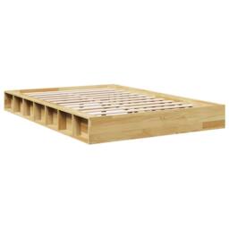 Berkfield Home Beautiful Bed Frame without Mattress 120x190 cm Solid Wood Oak in Light Oak - thumbnail 8