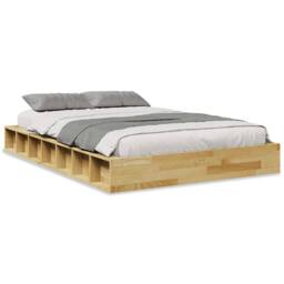 Berkfield Home Beautiful Bed Frame without Mattress 120x190 cm Solid Wood Oak in Light Oak - thumbnail 3
