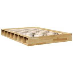 Berkfield Home Beautiful Bed Frame without Mattress 120x190 cm Solid Wood Oak in Light Oak - thumbnail 1