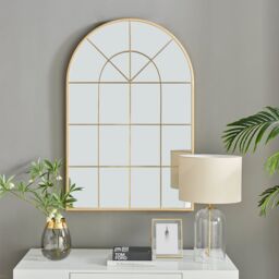 FurnitureboxUK Zeus Large 120cm x 80cm Art Deco Gold Window Floor or Wall Hallway Bedroom Dining & Living Room Mirror - Size: 120 cm x 80 cm - thumbnail 2