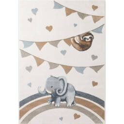 THE RUGS Villeroy & Boch Elephant Rainbow Party Boho Rug & Runner Kids Rug in Cream - Size: 160 cm x 230 cm - thumbnail 1