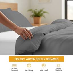 Grace Premium Egyptian Cotton Reversible King Size Duvet Cover Sets in Grey - Size: Double - thumbnail 6