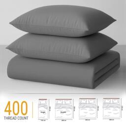 Grace Premium Egyptian Cotton Reversible King Size Duvet Cover Sets in Grey - Size: Double - thumbnail 4
