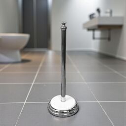 Showerdrape Opera White/Chrome Freestanding Spare Toilet Roll Holder in Silver