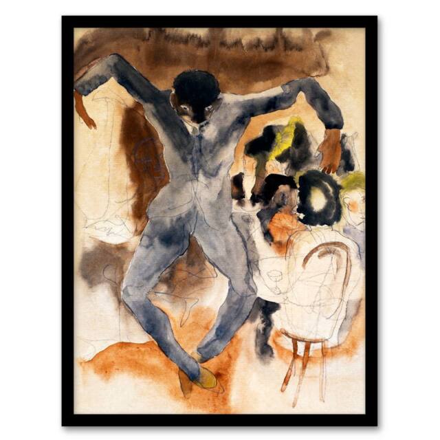 Artery8 Charles Demuth Framed Wall Art Print Dancing At Marshalls Hotel in Brown - Size: A4 - image 1
