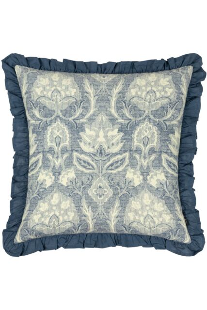 Paoletti Kirkton Floral Pleated Polyester Filled Cushion in Dark Blue - Size: 50 cm x 50 cm - image 1