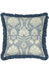 Paoletti Kirkton Floral Pleated Polyester Filled Cushion in Dark Blue - Size: 50 cm x 50 cm - thumbnail 1