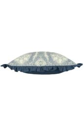 Paoletti Kirkton Floral Pleated Polyester Filled Cushion in Dark Blue - Size: 50 cm x 50 cm - thumbnail 3