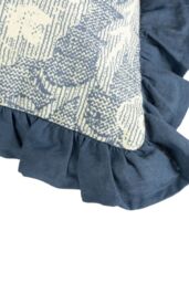 Paoletti Kirkton Floral Pleated Polyester Filled Cushion in Dark Blue - Size: 50 cm x 50 cm - thumbnail 4