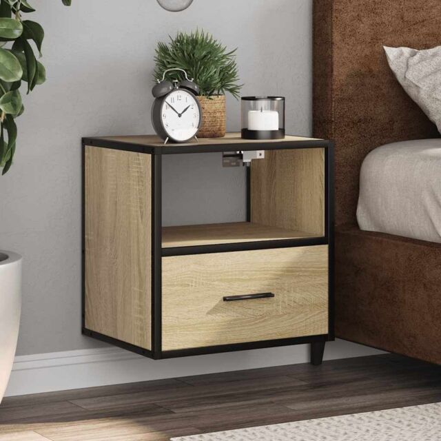 Berkfield Home Wall-mounted Bedside Cabinets 2 pcs Sonoma Oak 40x31x39.5 cm in Brown - image 1