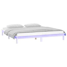 Berkfield Home LED Bed Frame White 180x200 cm Super King Size Solid Wood - thumbnail 3