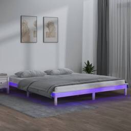 Berkfield Home LED Bed Frame White 180x200 cm Super King Size Solid Wood - thumbnail 2