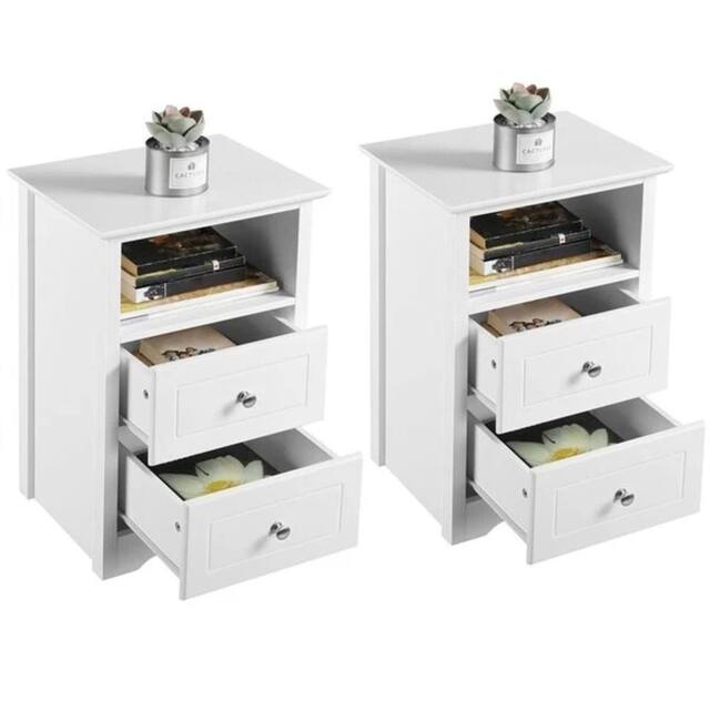 KORVIXA Wooden Bedside Tables Sofa Side Table in White - Size: 0.6m2 - image 1