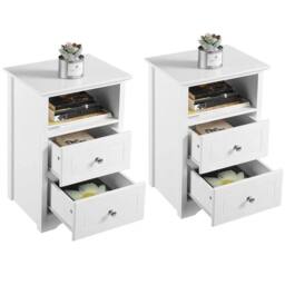 KORVIXA Wooden Bedside Tables Sofa Side Table in White - Size: 0.6m2 - thumbnail 1