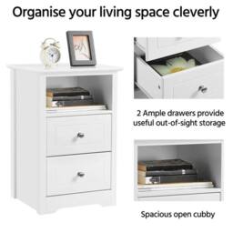 KORVIXA Wooden Bedside Tables Sofa Side Table in White - Size: 0.6m2 - thumbnail 3