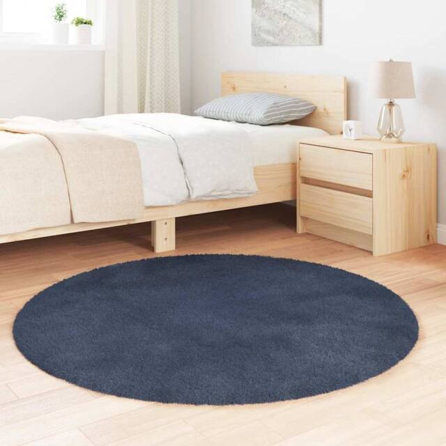 Berkfield Home Shaggy Rug High Pile NAVARRA Navy 120x120 cm Polyester in Blue - Size: Medium - image 1