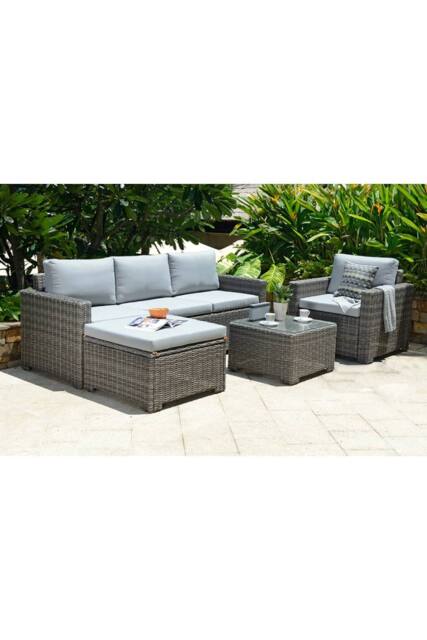 Mint Outdoor Marbella 5 Seater Corner Garden Lounge Set in Grey - image 1
