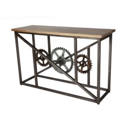 Indian Hub Evoke Console with Wheels - Metal/Wood - L40 x W120 x H80 cm in Brown - thumbnail 2