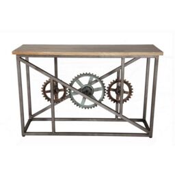 Indian Hub Evoke Console with Wheels - Metal/Wood - L40 x W120 x H80 cm in Brown - thumbnail 1
