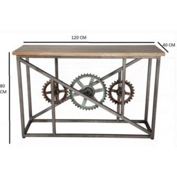 Indian Hub Evoke Console with Wheels - Metal/Wood - L40 x W120 x H80 cm in Brown - thumbnail 5