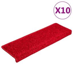 Berkfield Home Stair Mats 10 pcs 65x21x4 cm Red - Size: Medium - thumbnail 1