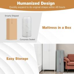 Gymax Single Size Folding Mattress Cool Gel Memory Foam With Bamboo Mesh Cover in White - thumbnail 4