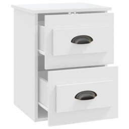 Berkfield Home Wall-mounted Bedside Cabinet White 41.5x36x53cm - Size: 41.5x36x53 cm - thumbnail 6
