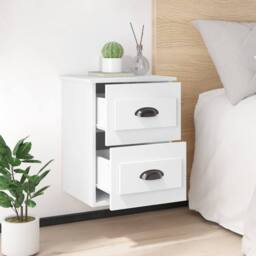 Berkfield Home Wall-mounted Bedside Cabinet White 41.5x36x53cm - Size: 41.5x36x53 cm - thumbnail 3