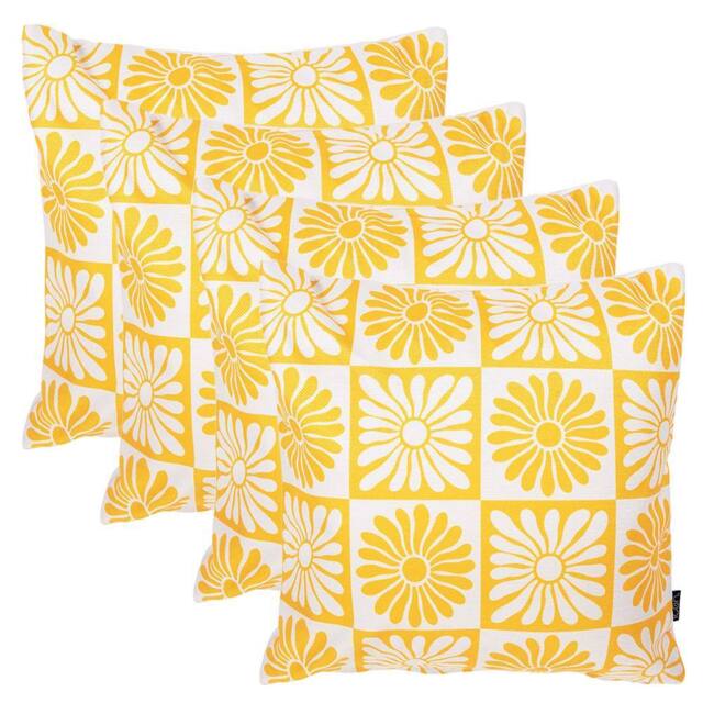 icon 4 Pack Cushion 43x43 Kyoto Fabric, Summer Flower in Yellow - image 1