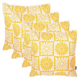 icon 4 Pack Cushion 43x43 Kyoto Fabric, Summer Flower in Yellow