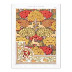 Artery8 Maurice Pillard Verneuil Framed Wall Art Stag Deer Trees Pattern in Green - Size: A4 - thumbnail 3