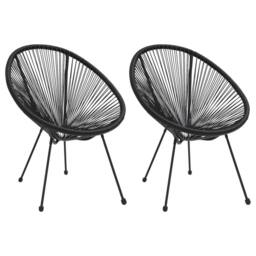 Berkfield Home Garden Moon Chairs 2 pcs Rattan Black - thumbnail 2
