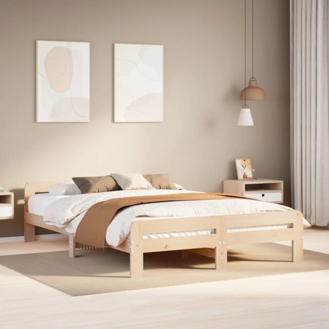 Berkfield Home Bed Frame without Mattress 150x200 cm King Size Solid Wood Pine in Brown - image 1
