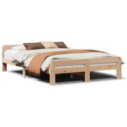 Berkfield Home Bed Frame without Mattress 150x200 cm King Size Solid Wood Pine in Brown - thumbnail 2