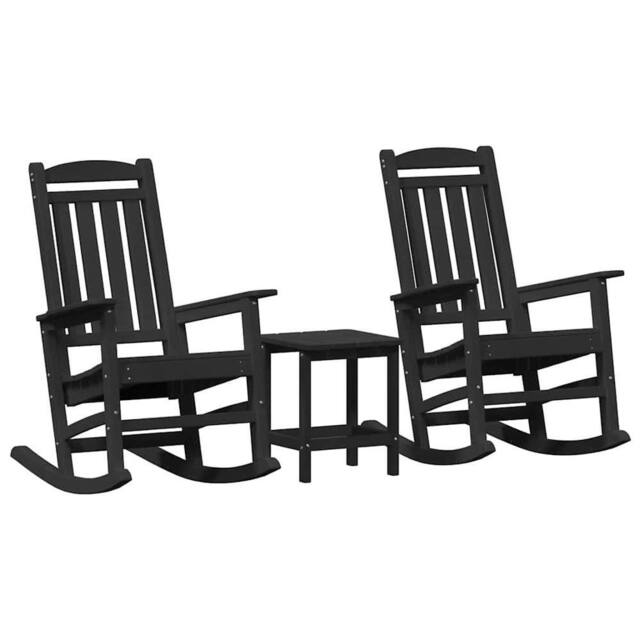 Berkfield Home 3 Piece Garden Lounge Set Black HDPE - image 1