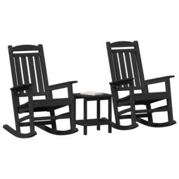 Berkfield Home 3 Piece Garden Lounge Set Black HDPE - thumbnail 3